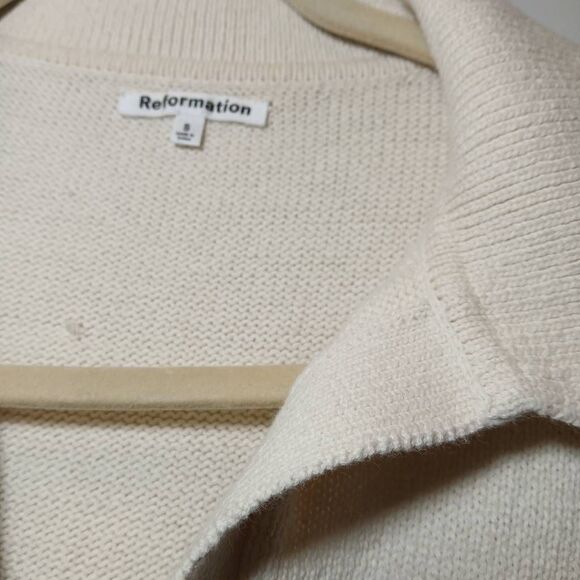 Reformation womens small organic cotton sweater cream black boxy spring summer - Picture 3 of 9